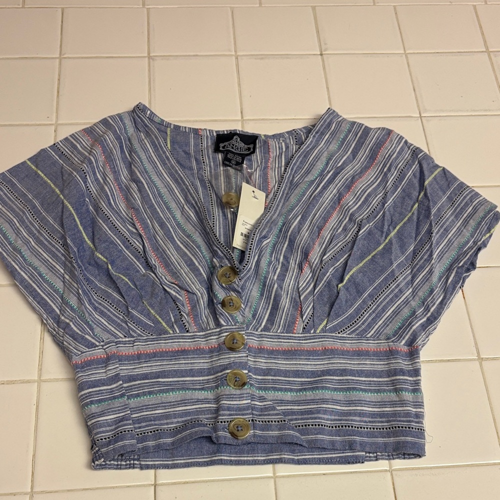 Caslon Multicolor Striped Button-Down Blouse